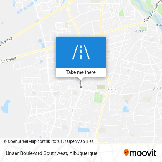 Unser Boulevard Southwest map