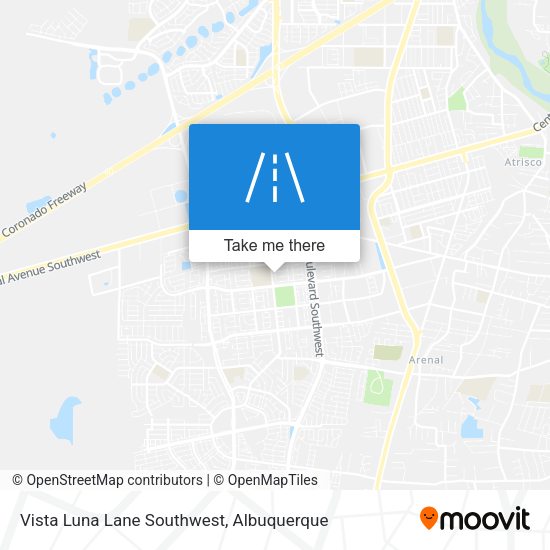 Vista Luna Lane Southwest map