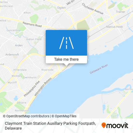 Claymont Train Station Auxillary Parking Footpath map