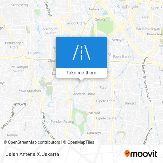 Jalan Antena X map