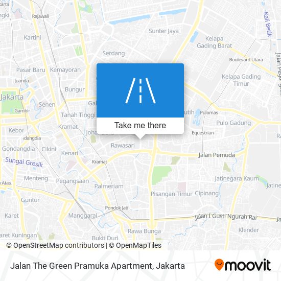 Jalan The Green Pramuka Apartment map