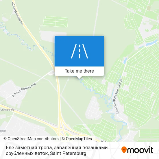 Еле заметная тропа, заваленная вязанками срубленных веток map