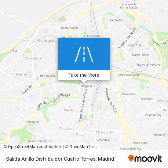 mapa Salida Anillo Distribuidor Cuatro Torres