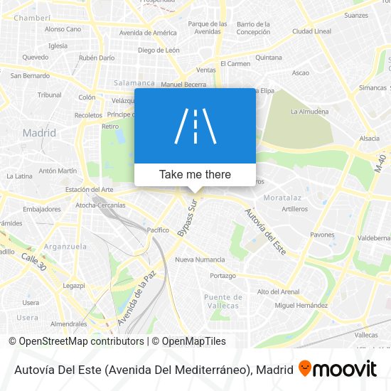 Autovía Del Este (Avenida Del Mediterráneo) map