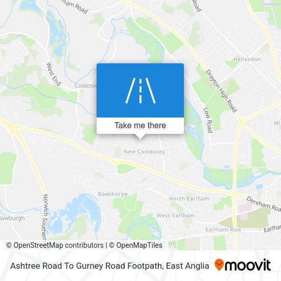 Ashtree Road To Gurney Road Footpath map