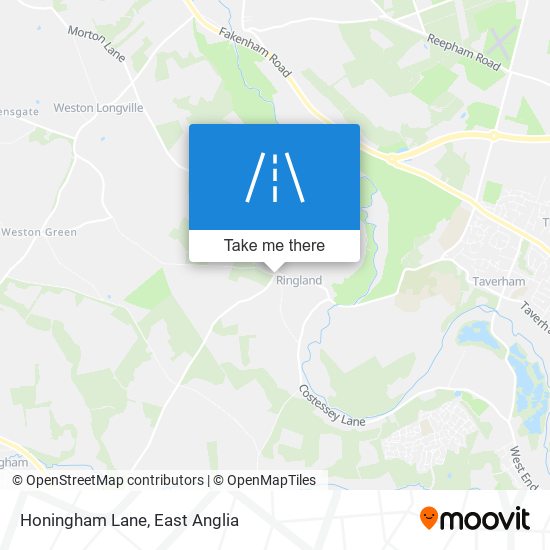 Honingham Lane map