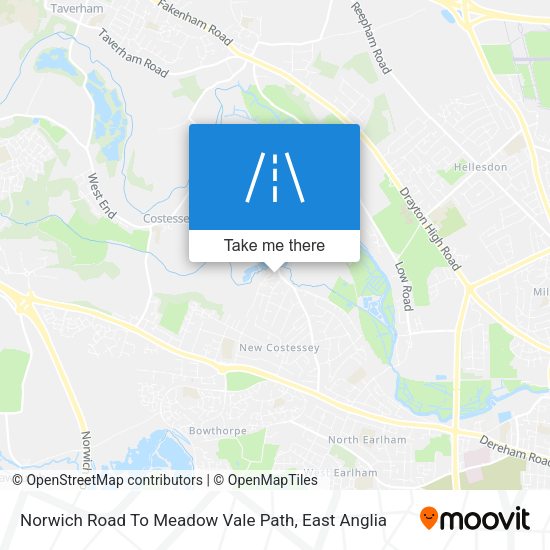Norwich Road To Meadow Vale Path map