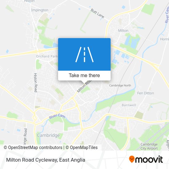 How to get to Milton Road Cycleway in Cambridge by Bus or Train?