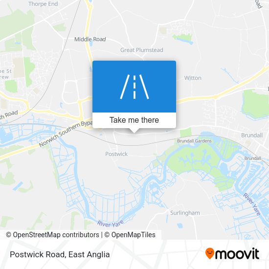 Postwick Road map