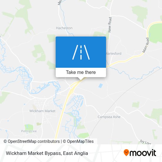Wickham Market Bypass map