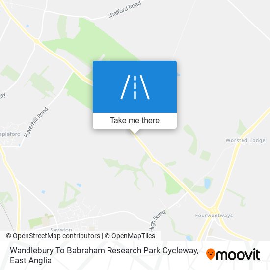 Wandlebury To Babraham Research Park Cycleway map