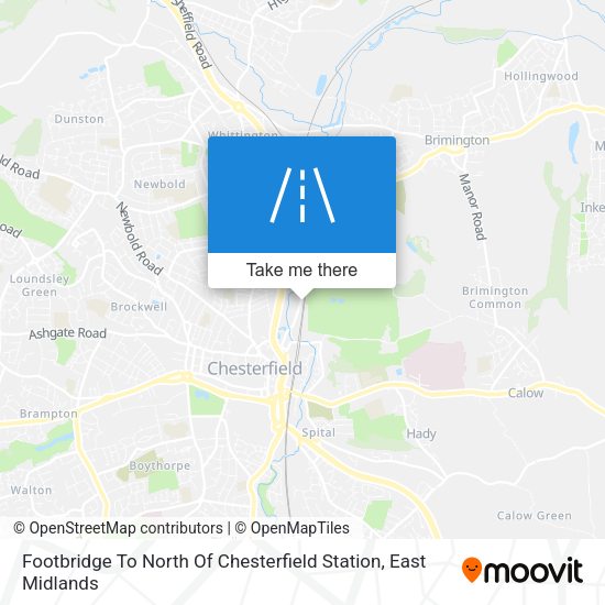 Footbridge To North Of Chesterfield Station map