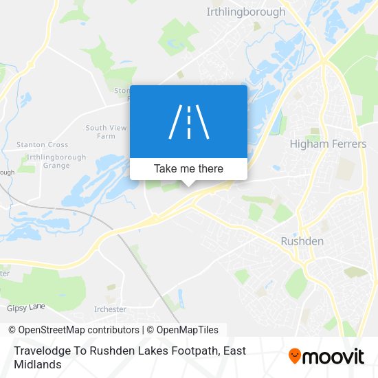 Travelodge To Rushden Lakes Footpath map