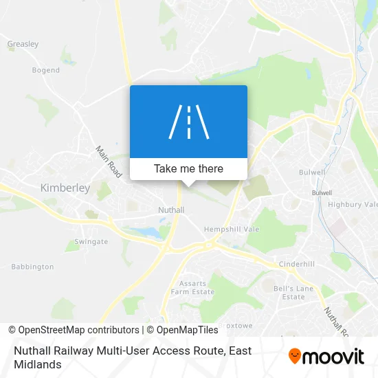 Nuthall Railway Multi-User Access Route map