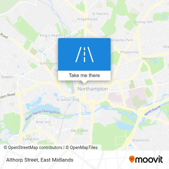 How to get to Althorp Street, Northampton by bus or train?