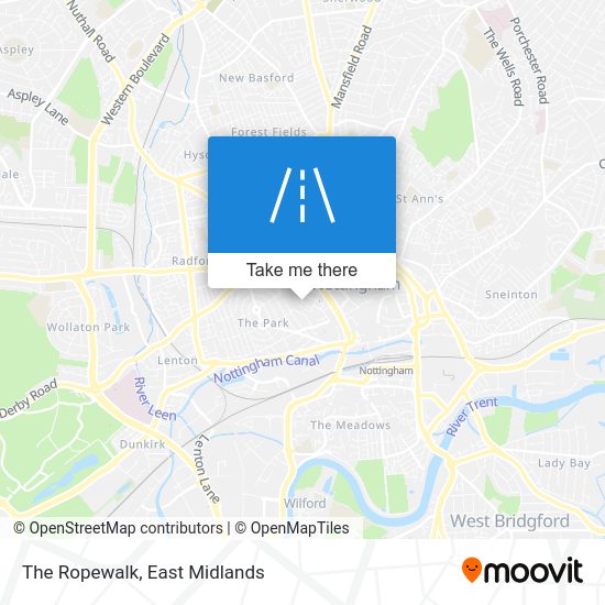 How to get to The Ropewalk, Nottingham by bus, train or light rail?