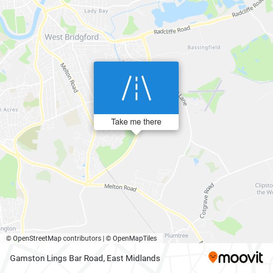 Gamston Lings Bar Road map