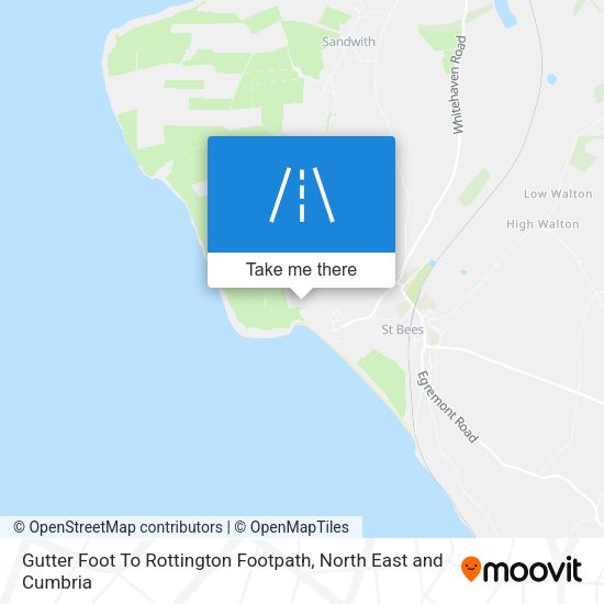 Gutter Foot To Rottington Footpath map