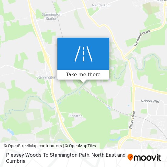 Plessey Woods To Stannington Path map