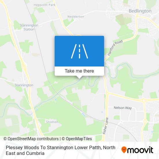 Plessey Woods To Stannington Lower Patth map