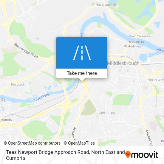 Tees Newport Bridge Approach Road map
