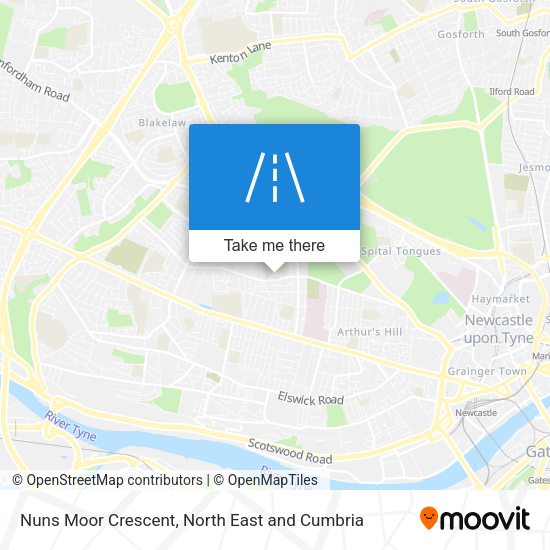 Nuns Moor Crescent map