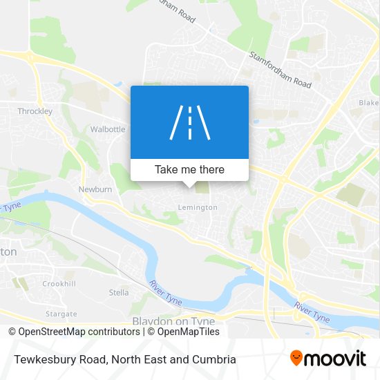 Tewkesbury Road map