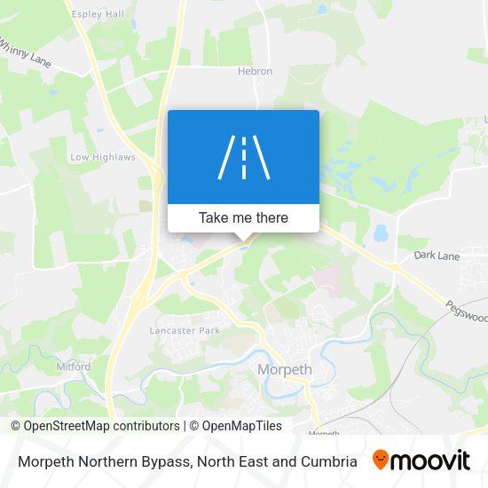 Morpeth Northern Bypass map