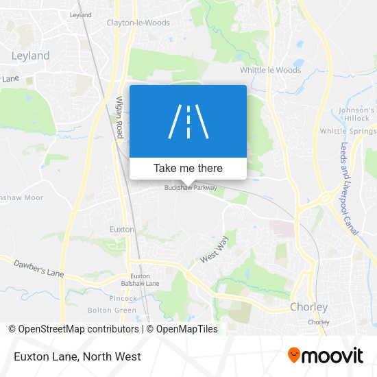 Euxton Lane map