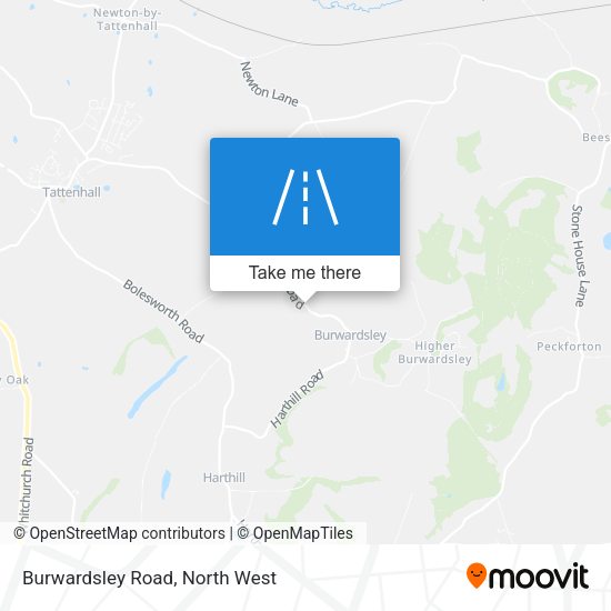 Burwardsley Road map