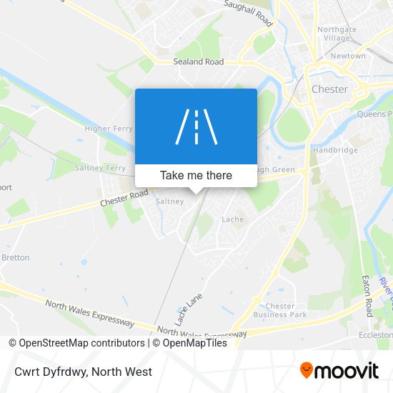 Cwrt Dyfrdwy map
