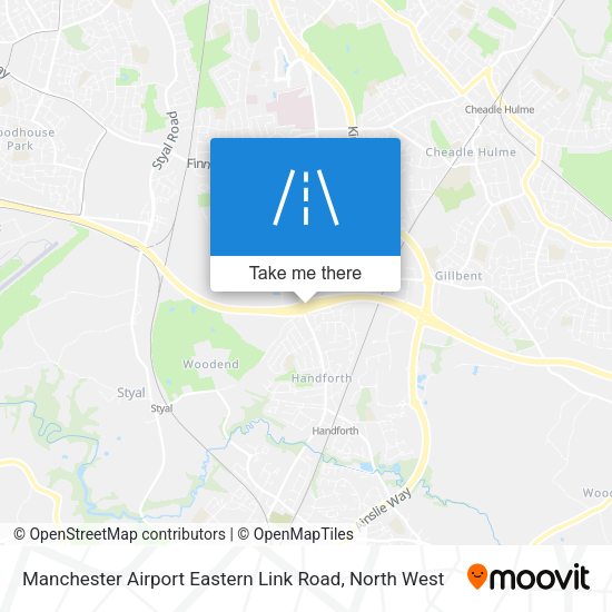 Manchester Airport Eastern Link Road map