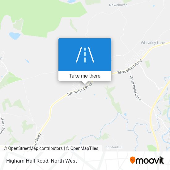 Higham Hall Road map