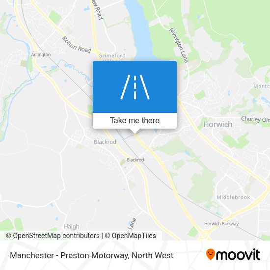 Manchester - Preston Motorway map