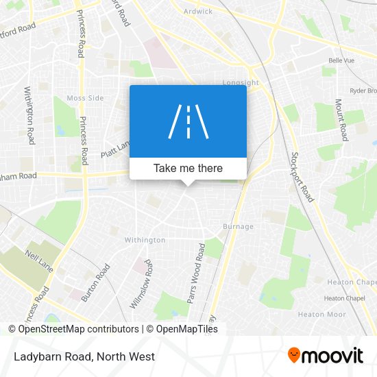 Ladybarn Road map