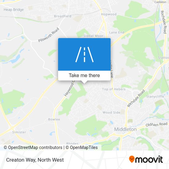 Creaton Way map