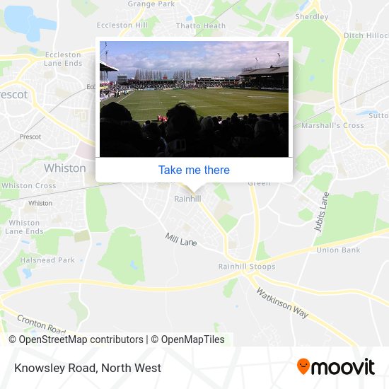 How to get to Knowsley Road, St Helens by bus or train?