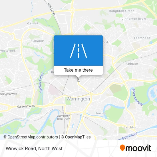 How to get to Winwick Road, Warrington by bus or train?