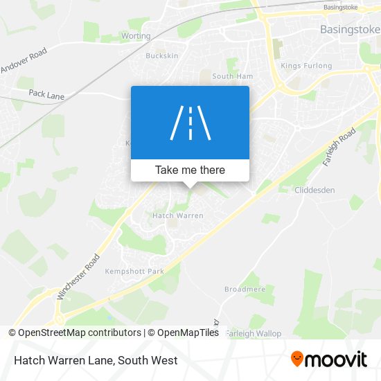 Hatch Warren Lane map