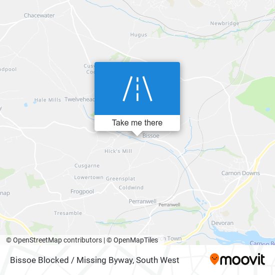 Bissoe Blocked / Missing Byway map