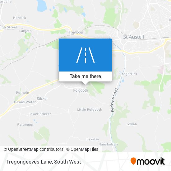 Tregongeeves Lane map