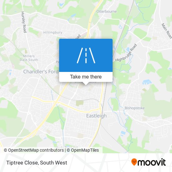Tiptree Close map