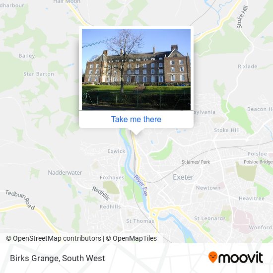 How to get to Birks Grange in Exeter by Bus or Train