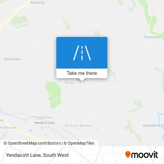 Yendacott Lane map