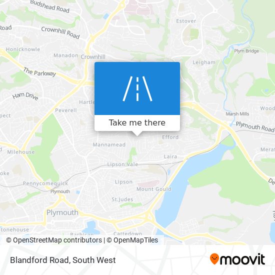 How to get to Blandford Road, Plymouth by bus or train?