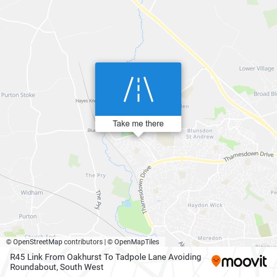 R45 Link From Oakhurst To Tadpole Lane Avoiding Roundabout map