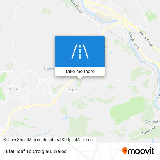 Efail Isaf To Creigiau map