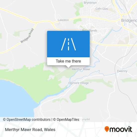 Merthyr Mawr Road map