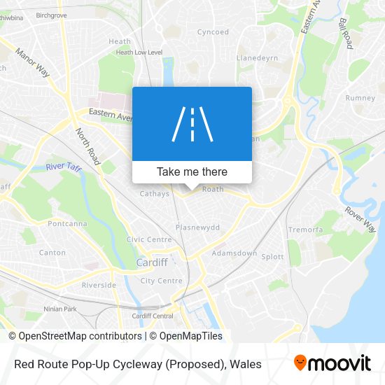 Red Route Pop-Up Cycleway (Proposed) map