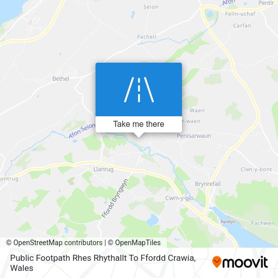 Public Footpath Rhes Rhythallt To Ffordd Crawia map